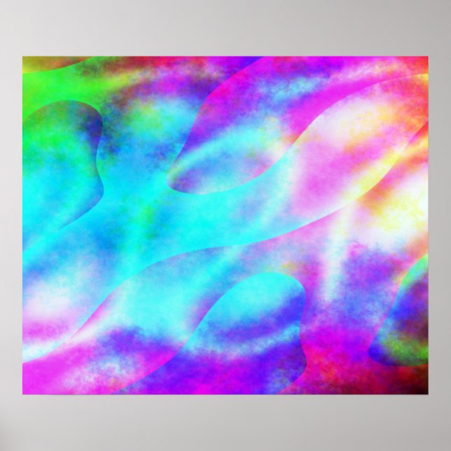 Abstract Rainbow Flowing Stripe Design Poster (Front)