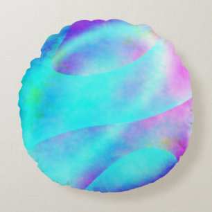 Abstract Rainbow Flowing Stripe Design Round Cushion