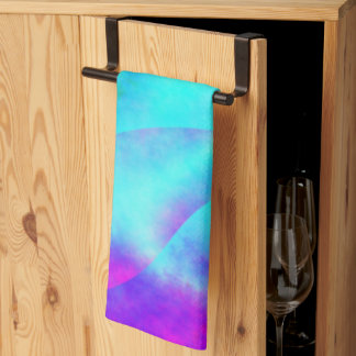 Abstract Rainbow Flowing Stripe Design Tea Towel