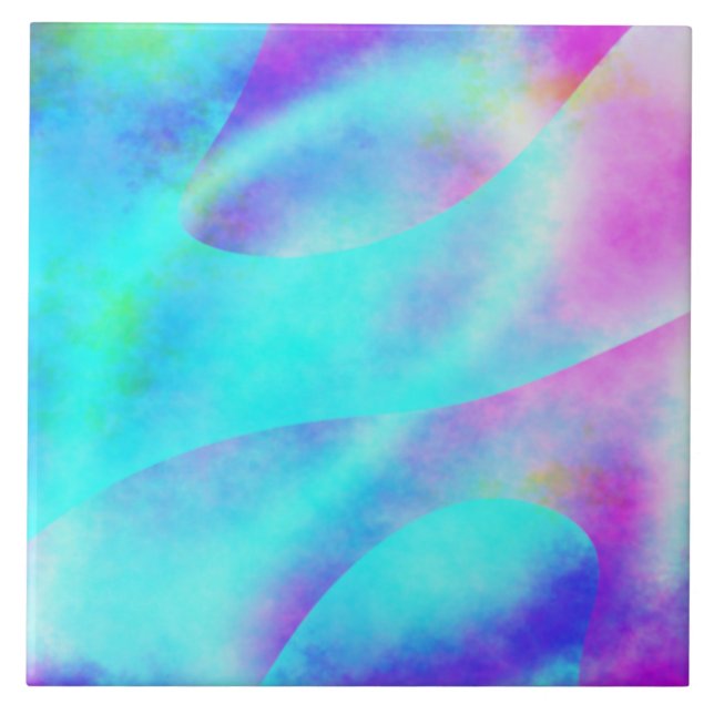 Abstract Rainbow Flowing Stripe Design Tile (Front)