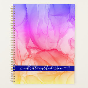 Abstract Rainbow Fluid Pattern Year Planner