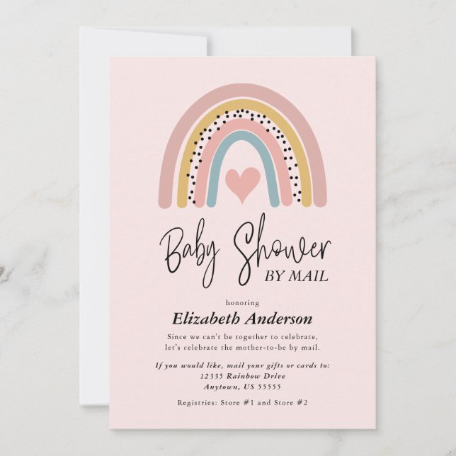 Abstract Rainbow Girl Baby Shower By Mail Invitation (Front)