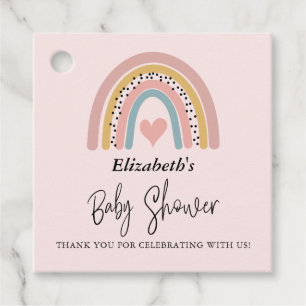 Abstract Rainbow Girl Baby Shower Thank You Favour Tags