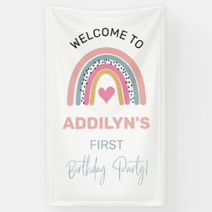 Abstract Rainbow Girl's Birthday Party Welcome Banner