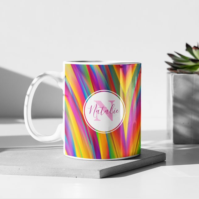 Abstract Rainbow Gradient Monogram Name Coffee Mug (Creator Uploaded)