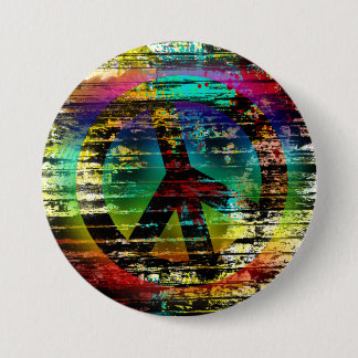 Abstract Rainbow Grunge Peace Button