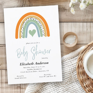 Abstract Rainbow Heart Boy Baby Shower Invitation