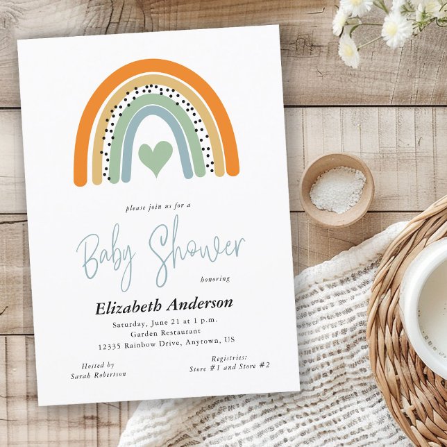 Abstract Rainbow Heart Boy Baby Shower Invitation (Creator Uploaded)