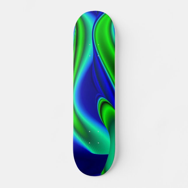 Abstract Rainbow in green and blue Skateboard (Front)