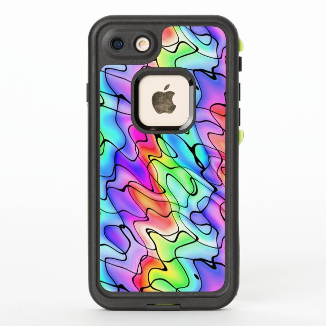 Abstract Rainbow in Pen and Watercolor LifeProof iPhone Case (Back)