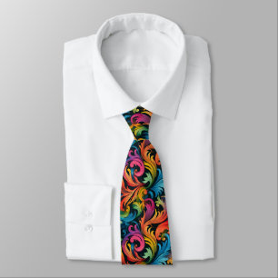 Abstract Rainbow Leaf Pattern Tie