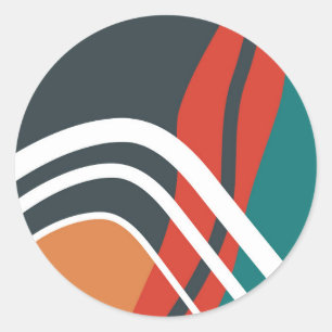 Abstract rainbow line art classic round sticker