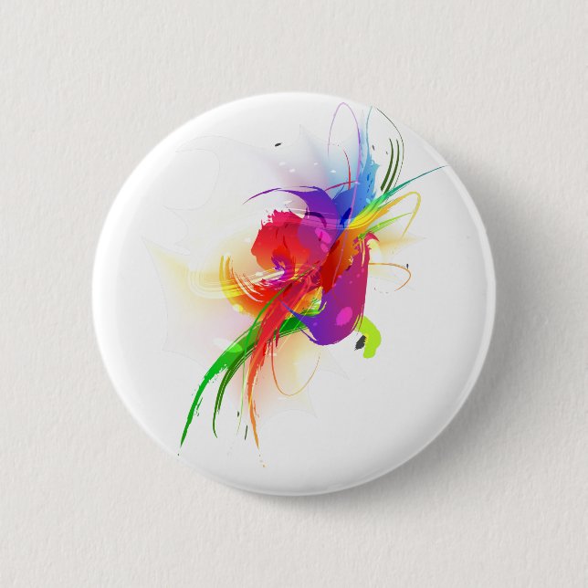 Abstract Rainbow Lorikeet Paint Splatters 6 Cm Round Badge (Front)