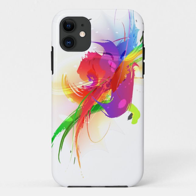 Abstract Rainbow Lorikeet Paint Splatters Case-Mate iPhone Case (Back)