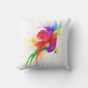 Abstract Rainbow Lorikeet Paint Splatters Cushion