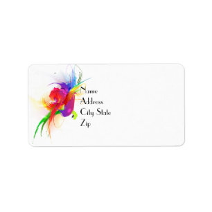 Abstract Rainbow Lorikeet Paint Splatters Label