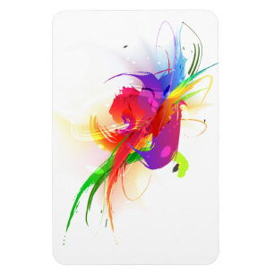 Abstract Rainbow Lorikeet Paint Splatters Magnet