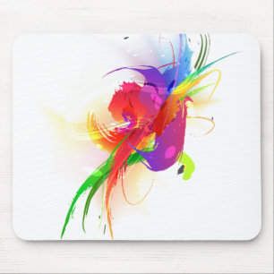 Abstract Rainbow Lorikeet Paint Splatters Mouse Mat