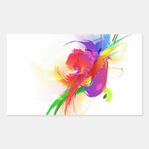 Abstract Rainbow Lorikeet Paint Splatters Rectangular Sticker