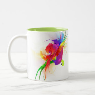 Abstract Rainbow Lorikeet Paint Splatters Two-Tone Coffee Mug