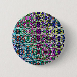 Abstract Rainbow Mandala Fractal 6 Cm Round Badge