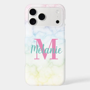 Abstract Rainbow Marble Pink Blue Yellow