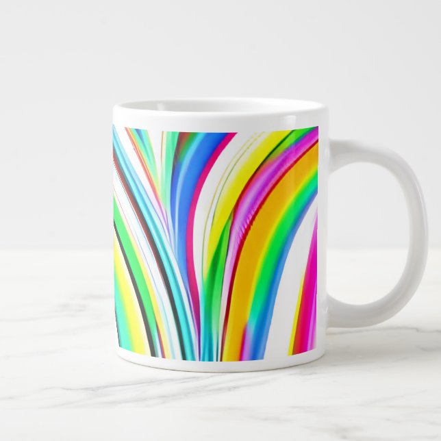 Abstract Rainbow Marbled Swirls Large Coffee Mug (Right)
