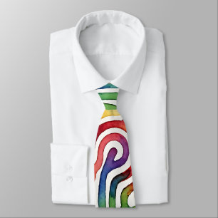 Abstract Rainbow Maze Labyrinth Neck Tie