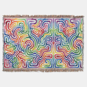 Abstract Rainbow Maze Path Blankets