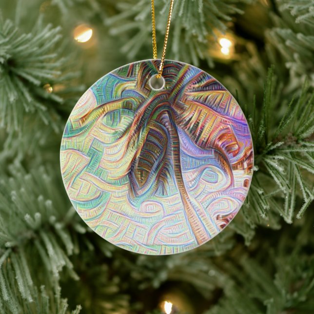 Abstract Rainbow Palm Tree on Isla Saona Caribbean Ceramic Tree Decoration (Tree)