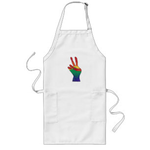 Abstract rainbow peace hand sign custom aprons