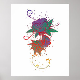 Abstract Rainbow Rose Tattoo Poster