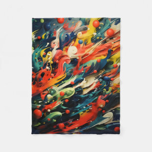 Abstract Rainbow Splash Rhapsody Art Fleece Blanket