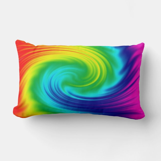 abstract rainbow swirl texture. lumbar cushion (Front)