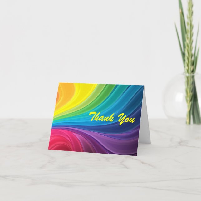 Abstract Rainbow Swirl Thank You Note Card (Front)