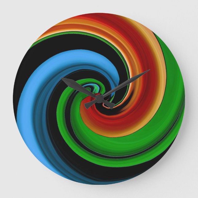 Abstract Rainbow Swirl Wall Clock (Front)