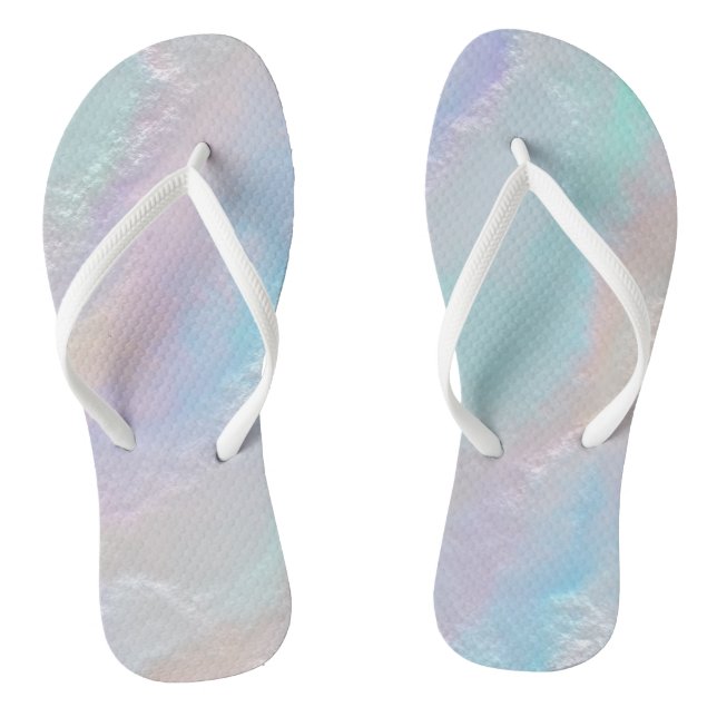 Abstract Rainbow Texture Flip Flops (Footbed)
