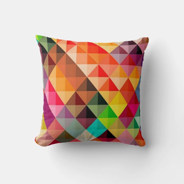Abstract Rainbow Tile Art Throw Pillow (Front)