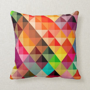 Abstract Rainbow Tile Art Throw Pillow