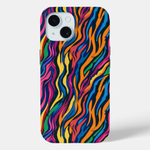 Abstract Rainbow Zebra Pattern iPhone 15 Case