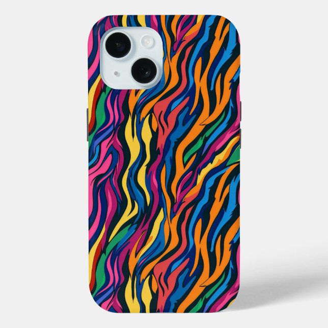 Abstract Rainbow Zebra Pattern Case-Mate iPhone Case (Back)