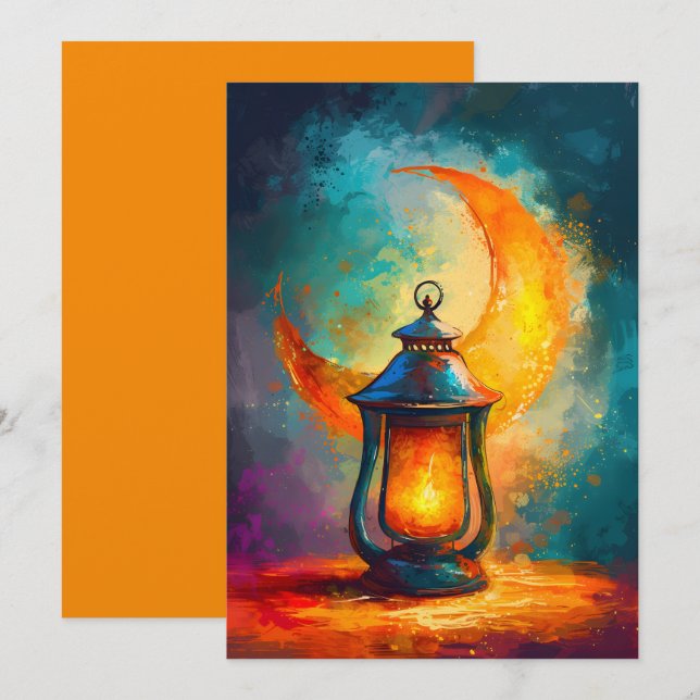 Abstract Ramadan Crescent هل هلالك يا رمضان Invitation (Front/Back)