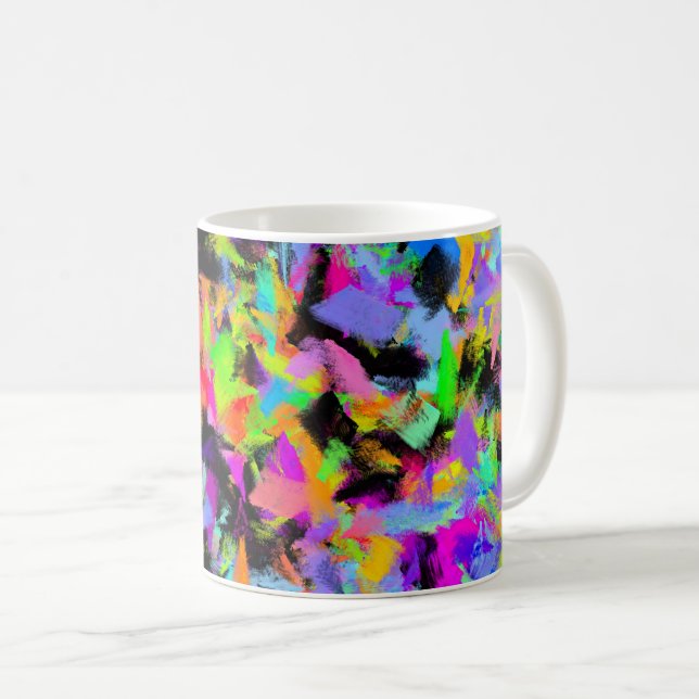 Abstract Random Messy Paint Colour Explosion Coffee Mug (Front Right)