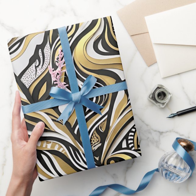Abstract Range Silhouette Gold Wrapping Paper (Gifting)