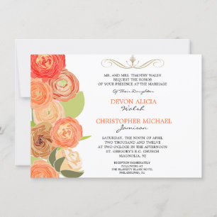 Abstract Ranunculus Fall Flowers Wedding Invite