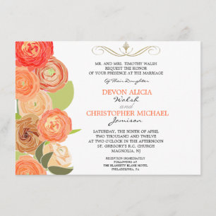 Abstract Ranunculus Fall Flowers Wedding Invite
