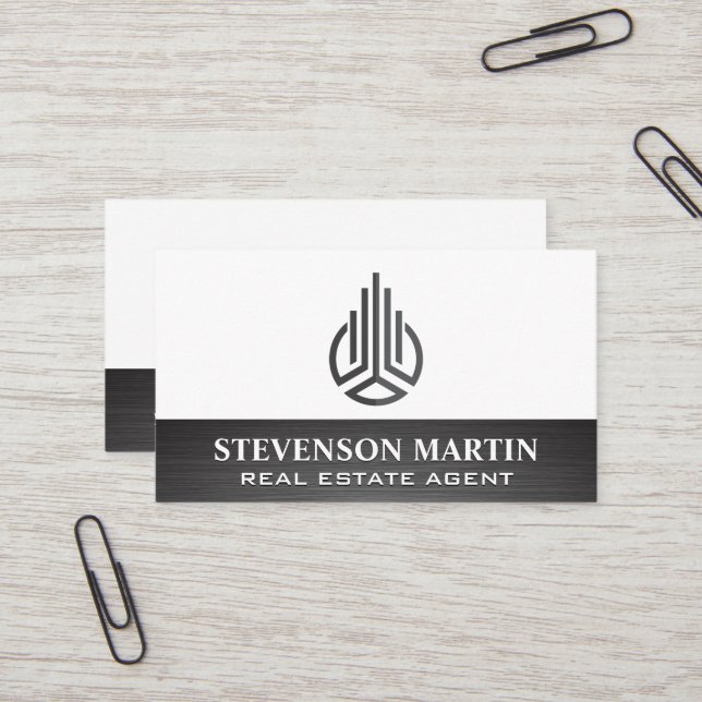 Abstract Real Estate Logo Business Card (Front/Back In Situ)