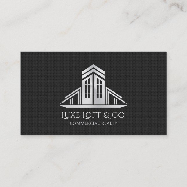 Abstract Real Estate Logo | Carbon Fiber Business Card (Front)