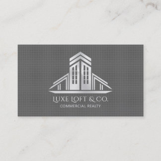 Abstract Real Estate Logo | Grey Carbon Fibre Business Card