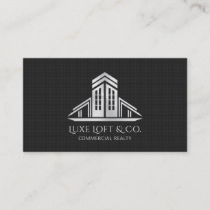 Abstract Real Estate Logo Silver Business Card
